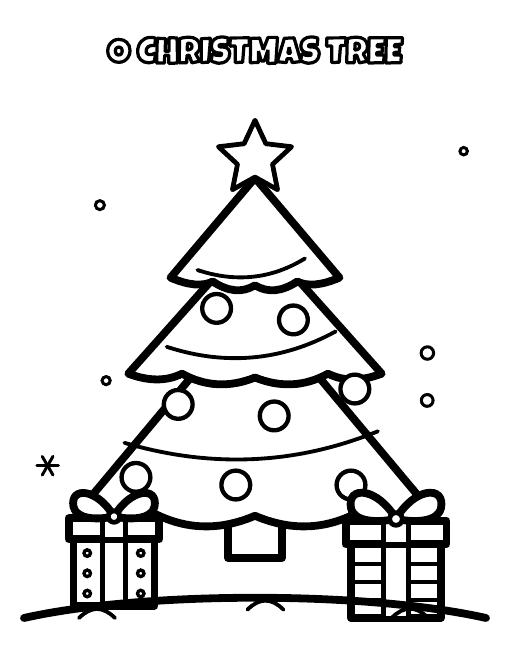 Free Christmas tree coloring page for kids