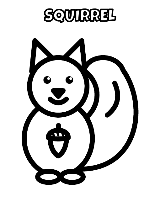 Free autumn squirrel coloring page for preschool