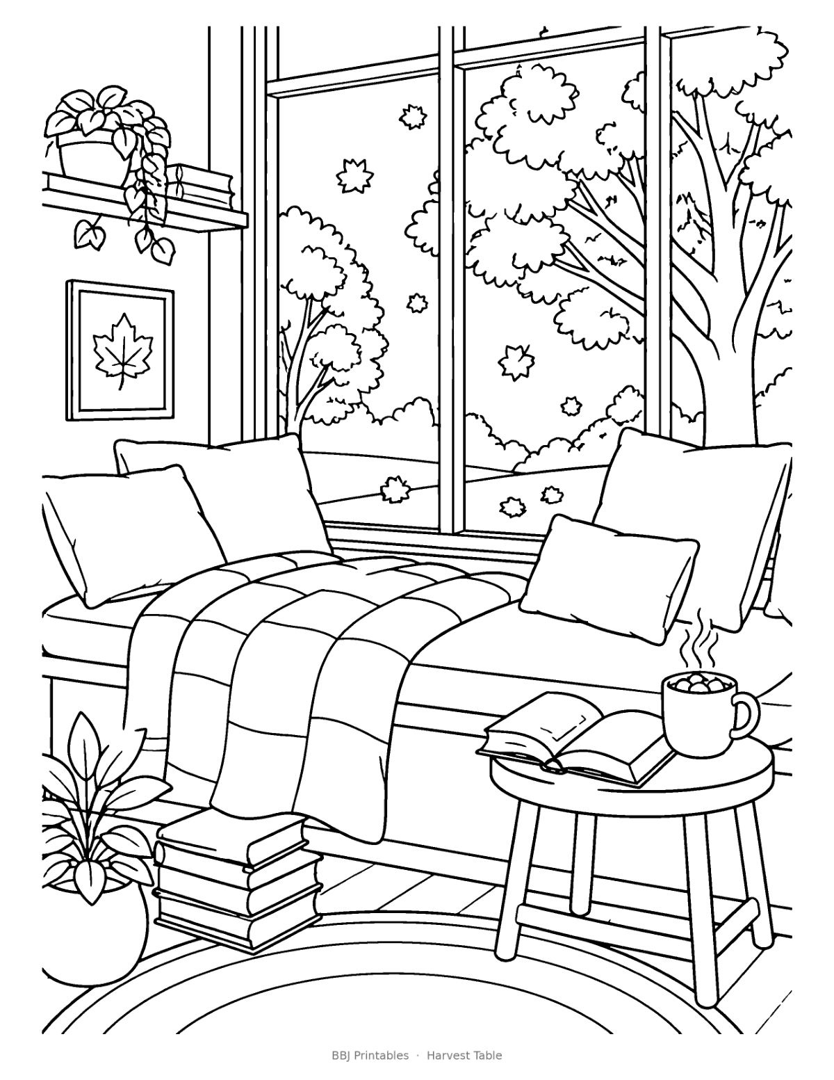 Thanksgiving Coloring Pages for Teens & Adults: Harvest Table (10 Scenes + Art Sub Plan) preview 4