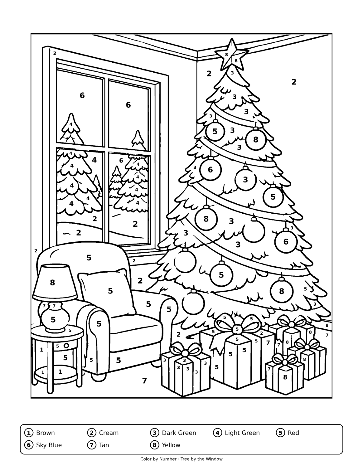 Christmas & Winter Coloring Pages for Teens & Adults Mega Bundle: 20 Cozy Scenes + 10 Color by Number preview 4