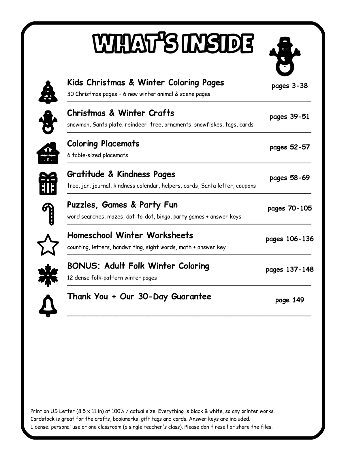 Complete Christmas & Winter Classroom/Homeschool Mega-Bundle | 149 Printable Pages: Coloring, Crafts, Placemats, Games & Worksheets preview 2