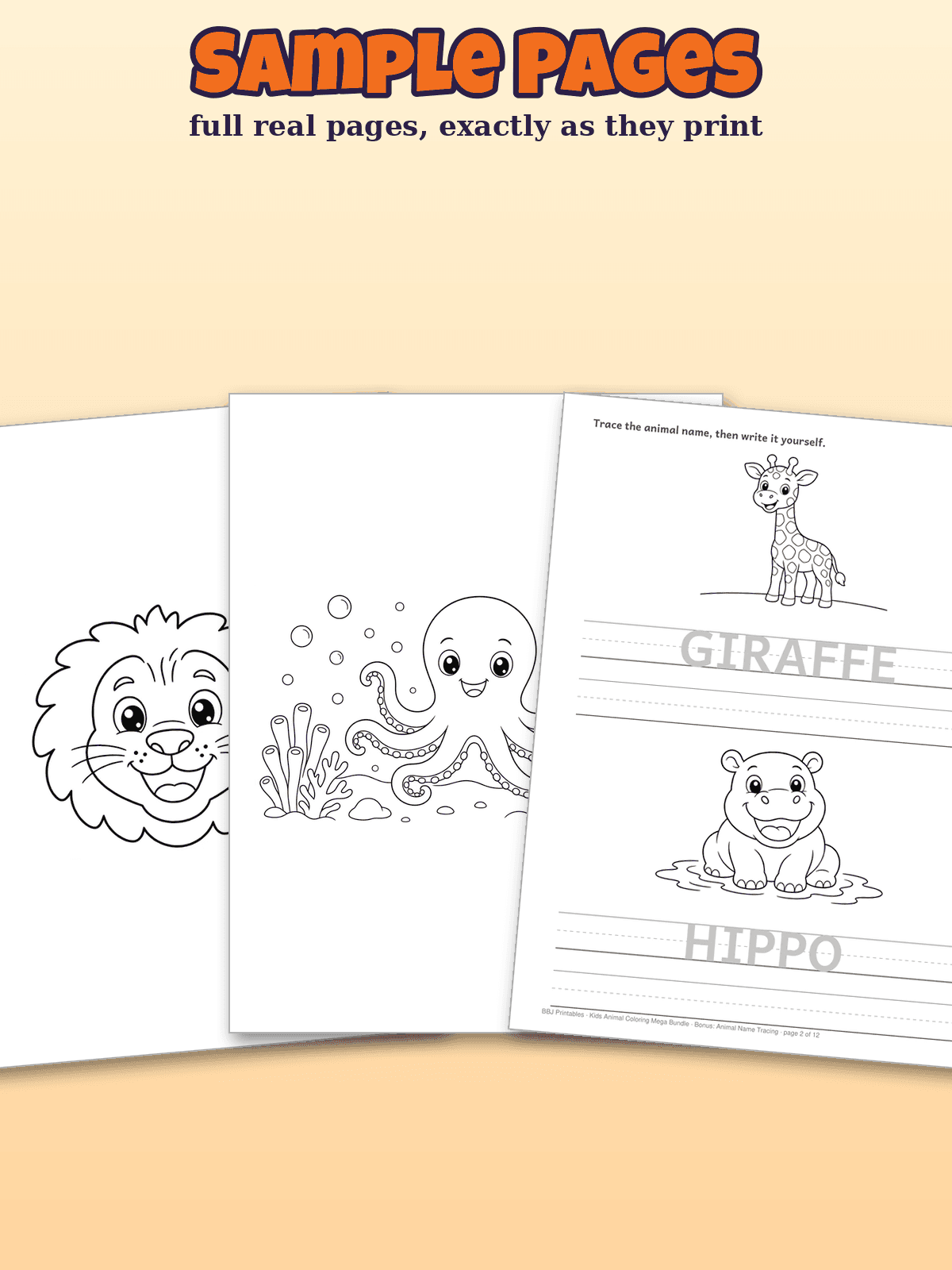 Kids Animal Coloring Mega Bundle (53 Pages, PreK–2nd) preview 3