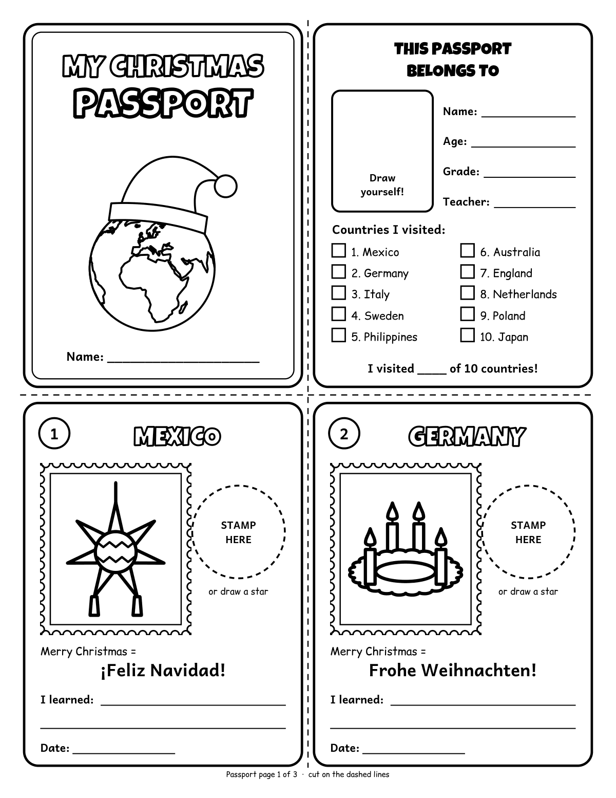 Christmas Around the World Coloring Pages & Passport: K-3, 10 Countries, 27 Pages preview 2