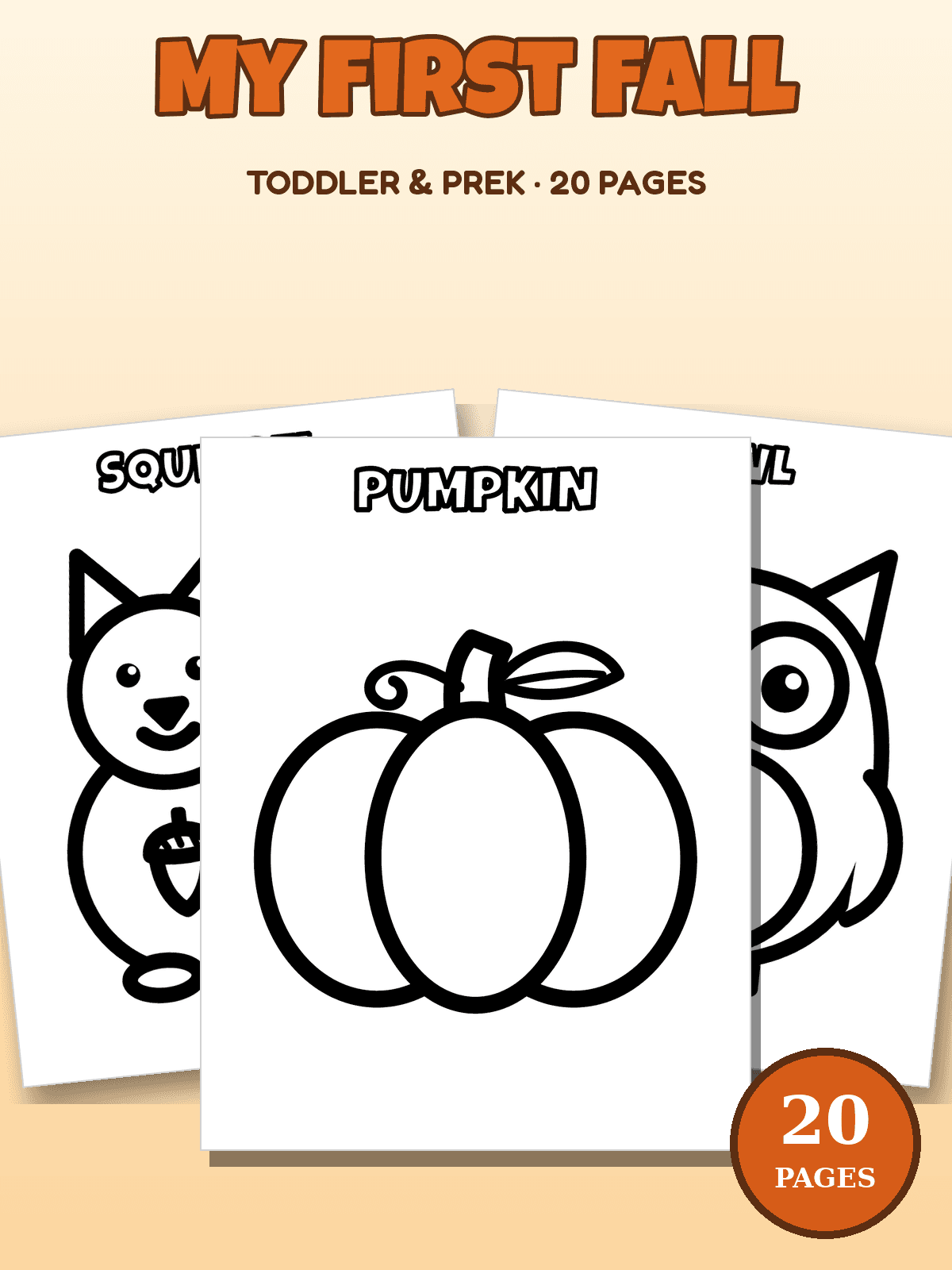 Preview of My First Fall Coloring Pages: Toddler & PreK, 20 Big Thick-Line Pages