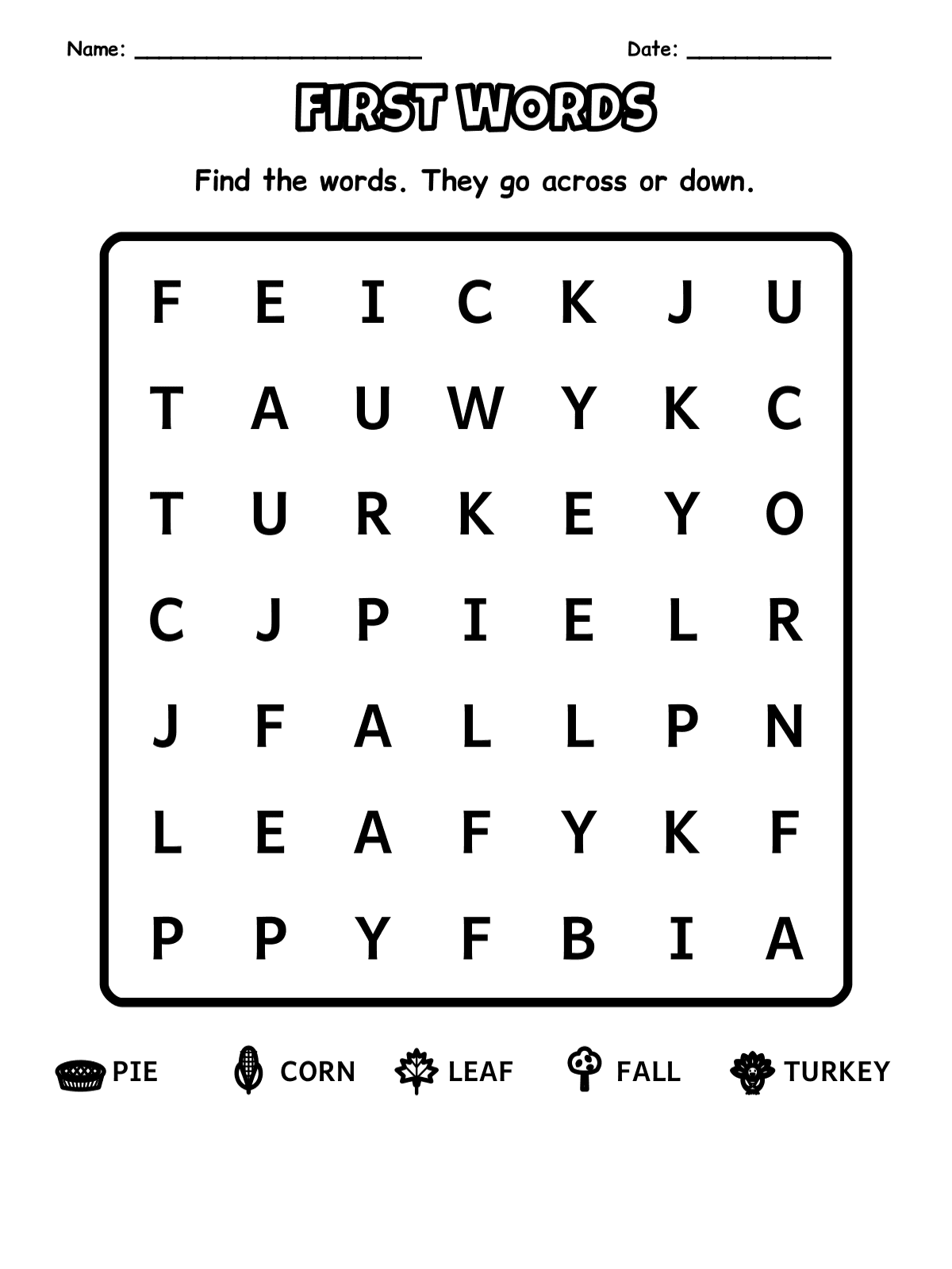 Thanksgiving Activity Pages: Maze, Word Search, Dot to Dot & Place Cards (PreK–2nd, 28 Pages with Answer Key) preview 3