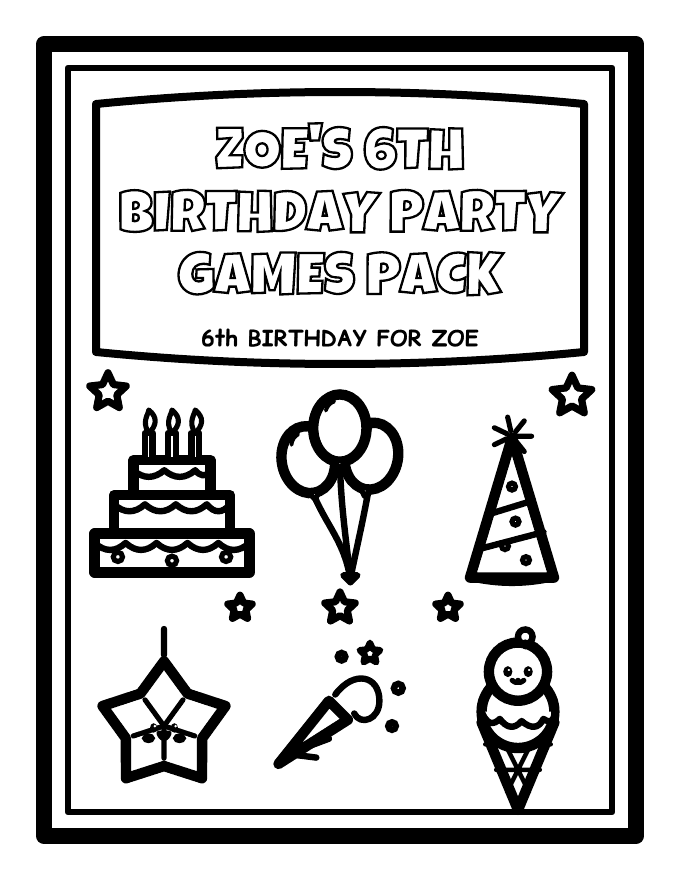 Preview of Personalized Birthday Party Games Pack (30+ Pages, Ages 4–10)
