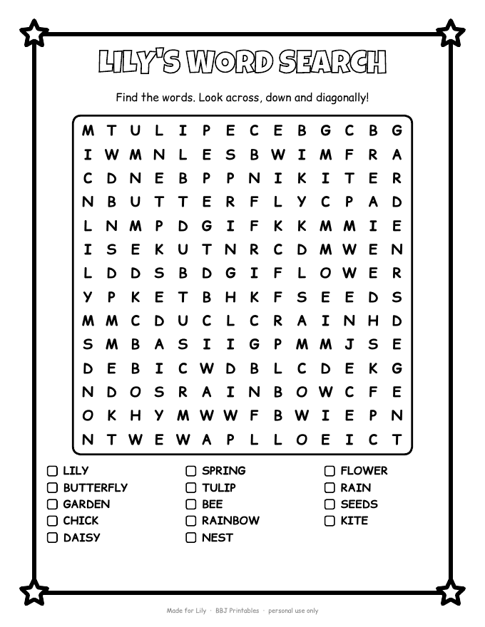 Sample: Word search with the name