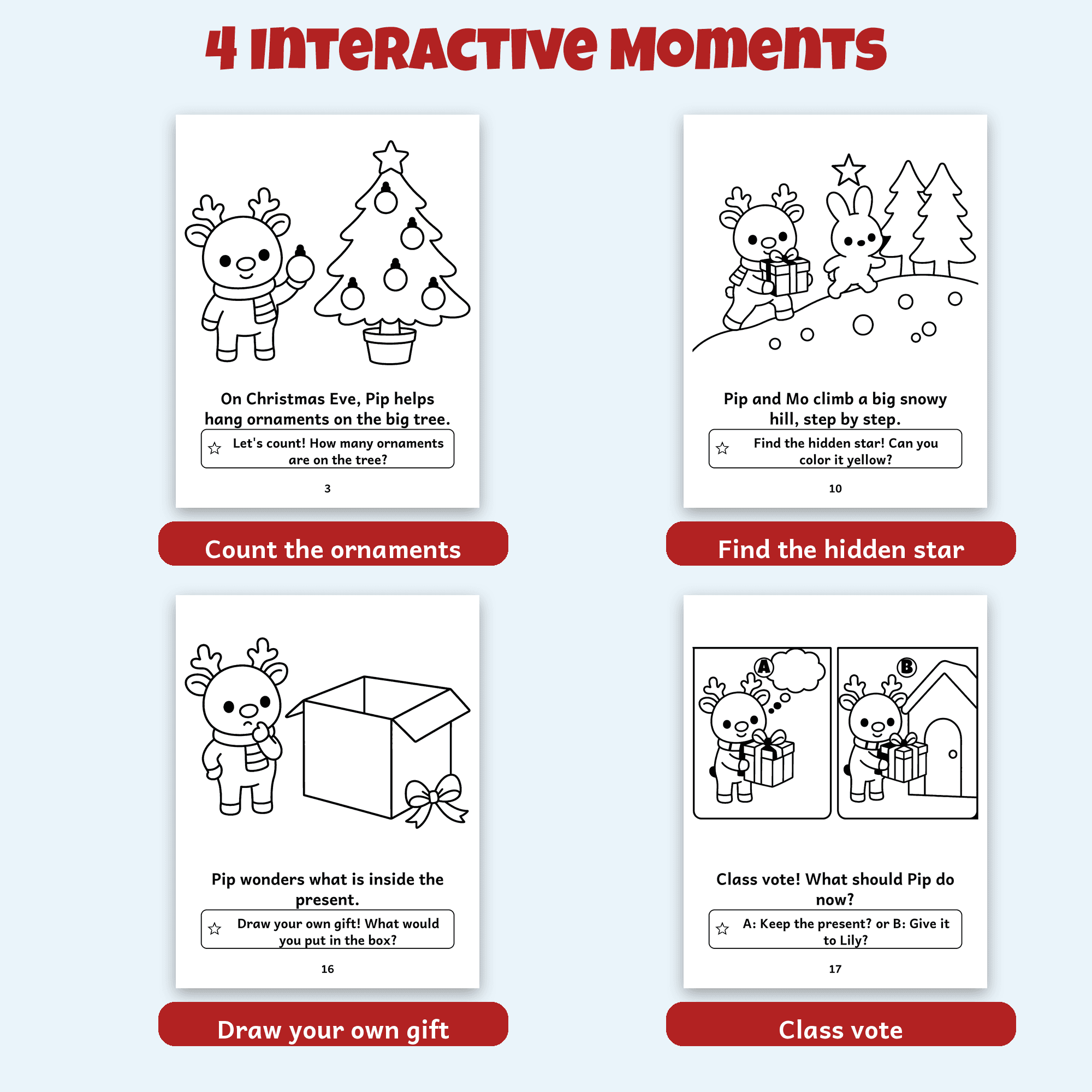 Pip and the Lost Present — Classroom Christmas Coloring Storybook (Read-Along + Teacher Guide) preview 4