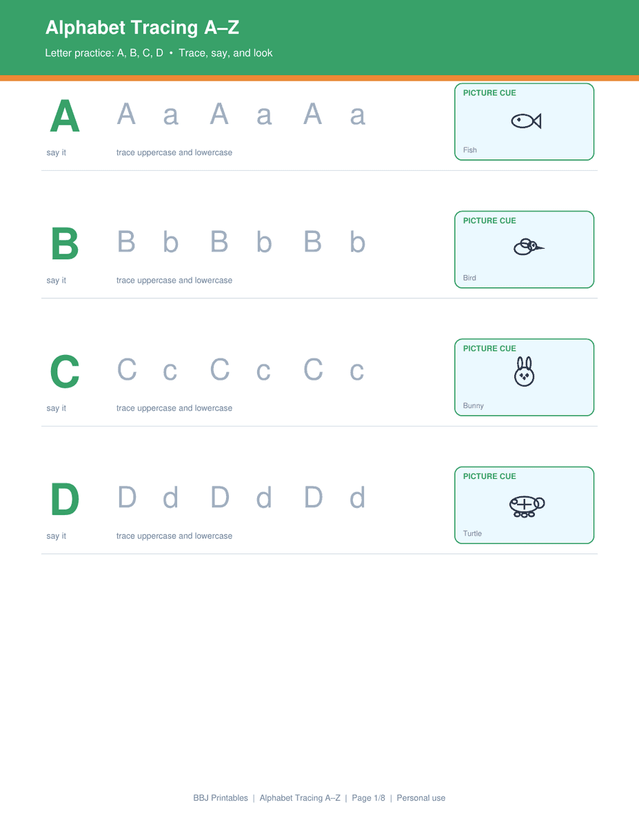 Preview of Alphabet Tracing A–Z