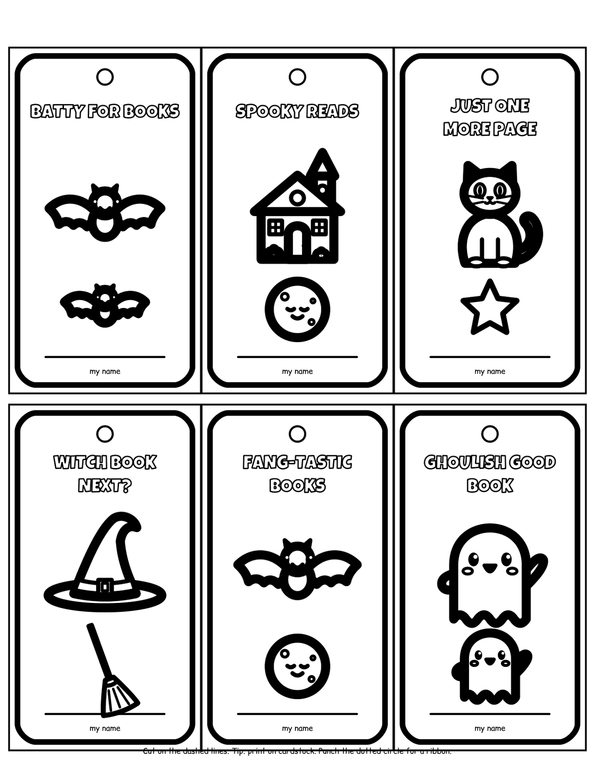 Halloween Coloring Bookmarks (24 Bookmarks, 4 Pages) sample page 2