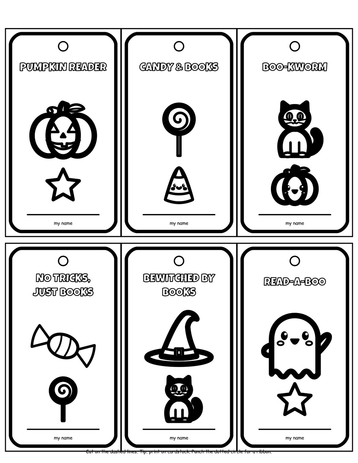 Halloween Coloring Bookmarks (24 Bookmarks, 4 Pages) sample page 3