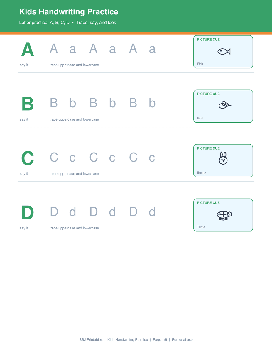 Preview of Kids Handwriting Practice