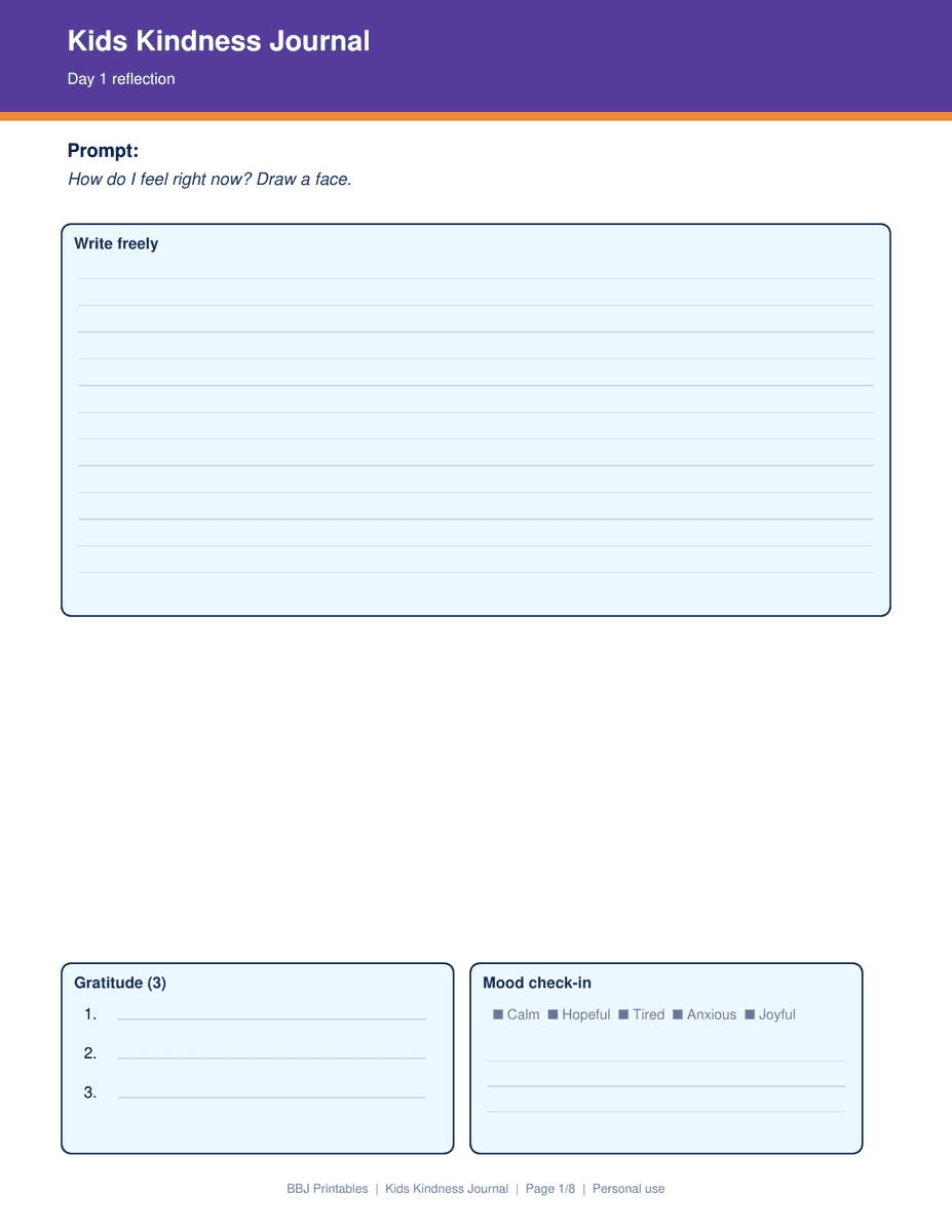 Preview of Kids Kindness Journal