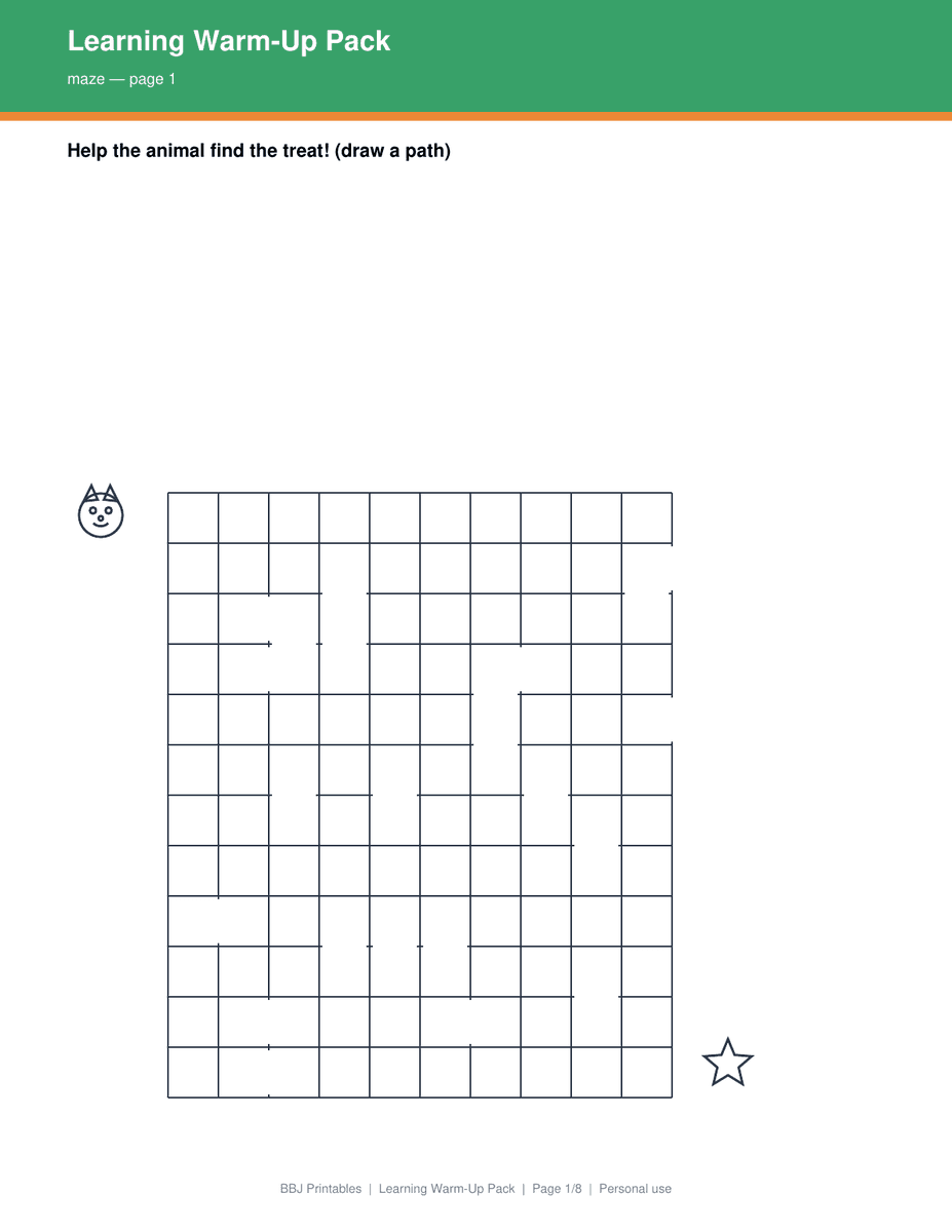 Preview of Learning Warm-Up Pack