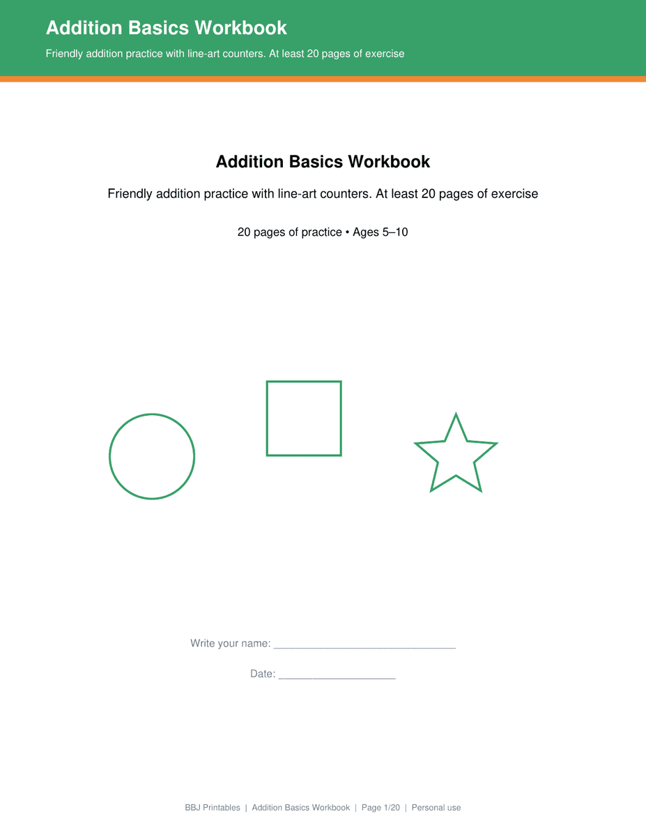Preview of Addition Basics Workbook