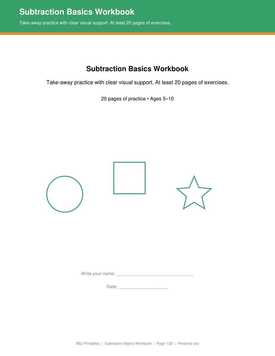 Preview of Subtraction Basics Workbook