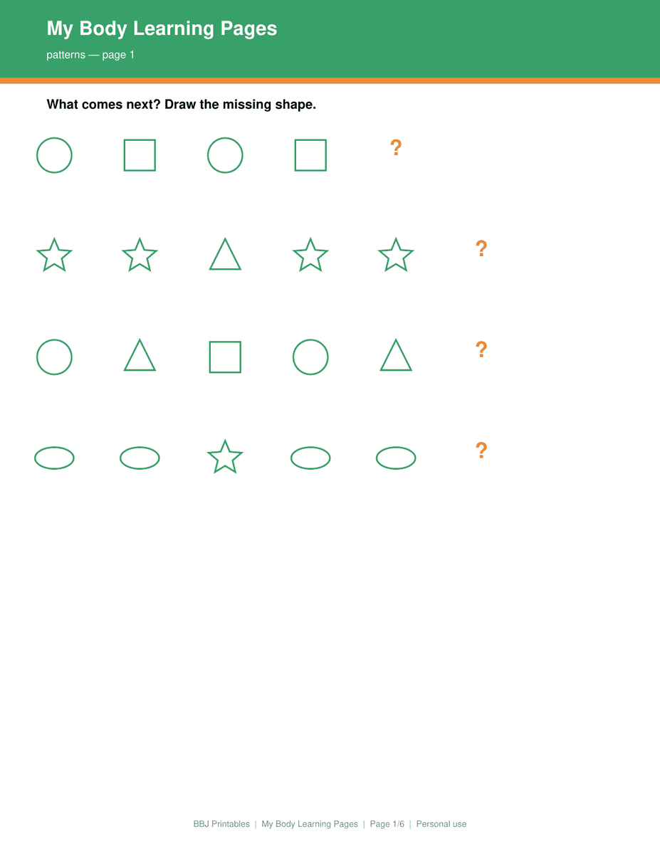 Preview of My Body Learning Pages