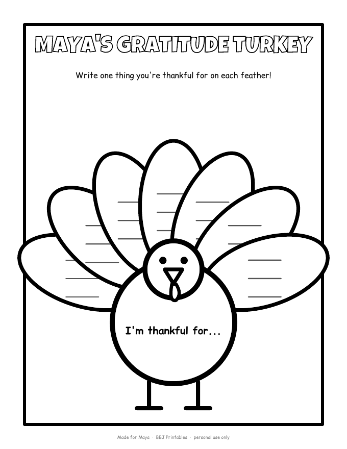 Sample Gratitude turkey
